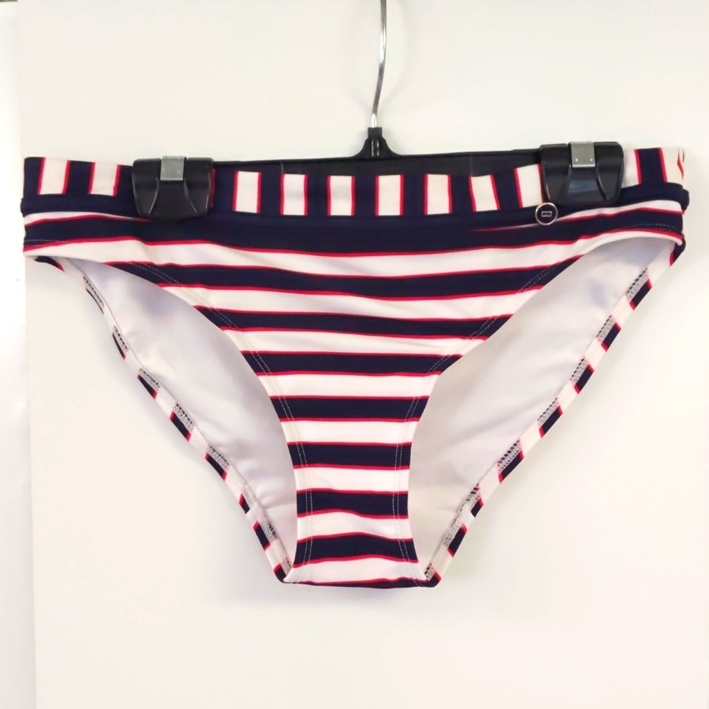Panache Lucille Classic Bikini Bottom. Navy/white stripe. Multiple Sizes.